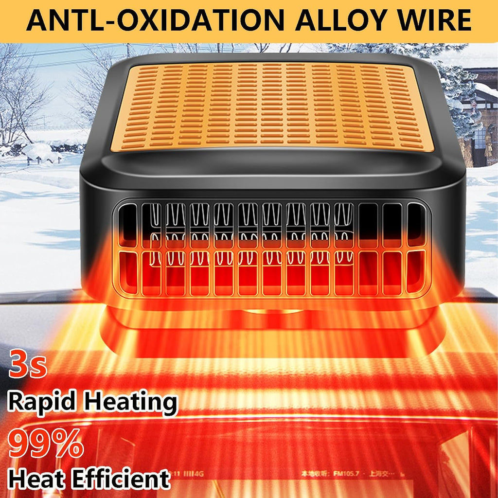 Calefactor portátil para coche, calefactor de 12 V, calefactor portátil de 120 W para coche con modos de calefacción y refrigeración 2 en 1 para calentamiento rápido y descongelación, calefactor de parabrisas para invierno.