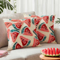 Tranqun 2 Fundas de Cojin de Sandia 18x18 Pulgadas | Fundas Decorativas de Verano con Bordado 3D | para Sala, Sofa y Cama Decoracion Primavera-Verano