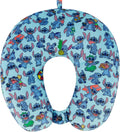 Disney Stitch Almohada de Viaje para Cuello Ninos | Cojin para Avion Carro y Oficina Comodo y Transpirable-VERDE AGUA