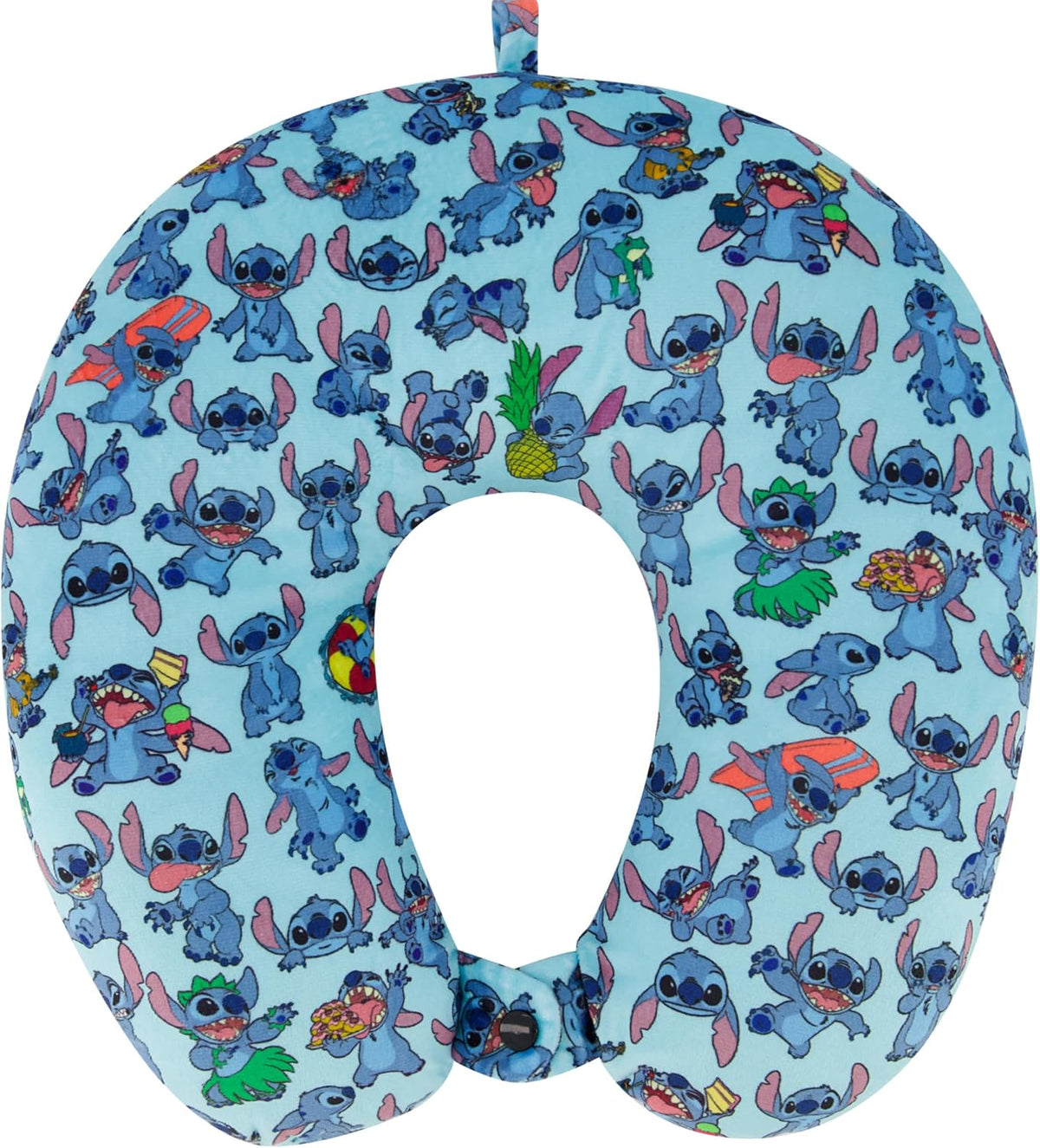 Disney Stitch Almohada de Viaje para Cuello Ninos | Cojin para Avion Carro y Oficina Comodo y Transpirable-VERDE AGUA