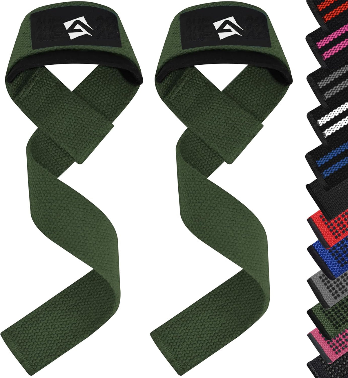 Correas de muñeca AQF para levantamiento de pesas, powerlifting y peso muerto. Correas de algodón acolchadas con neopreno de 23 pulgadas para entrenamiento de fuerza y ejercicios en el gimnasio. Máximo soporte de agarre para hombres y mujeres.
