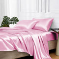 MR&HM Satin Bed Sheets Queen Size 4-Piece Set - Pink - 600 Thread Count - 15" Deep Pocket - Anti-Frizz & Anti-Wrinkle - Temperature Regulating - Machine Washable