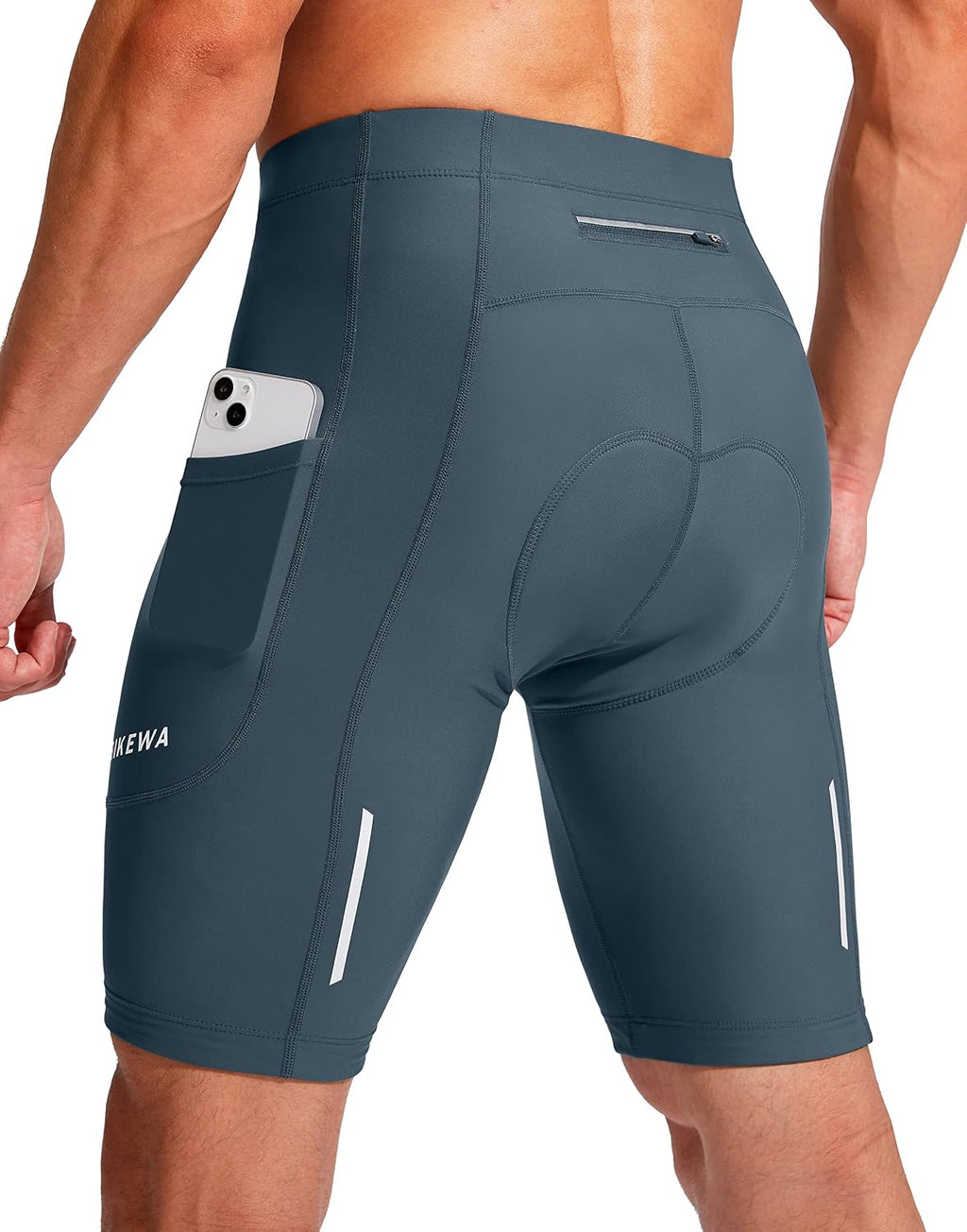 Shorts de ciclismo hombre acolchado 3D, UPF 50+, azul grisáceo M