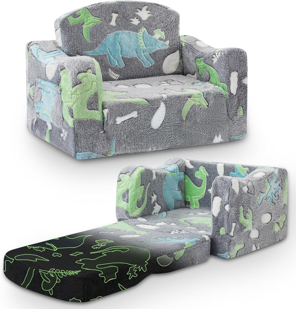 aodisman Silla y sofá grueso y cómodo para niños pequeños, sofá plegable suave y afelpado 2 en 1 para niños, sofá convertible en tumbona para niños pequeños