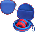 Estuche para Auriculares Infantiles – Solo Estuche, Sin Auriculares – Compatible con iClever, JLab JBuddies, eKids, EarFun, IMYB y Más | Azul con Borde Rojo