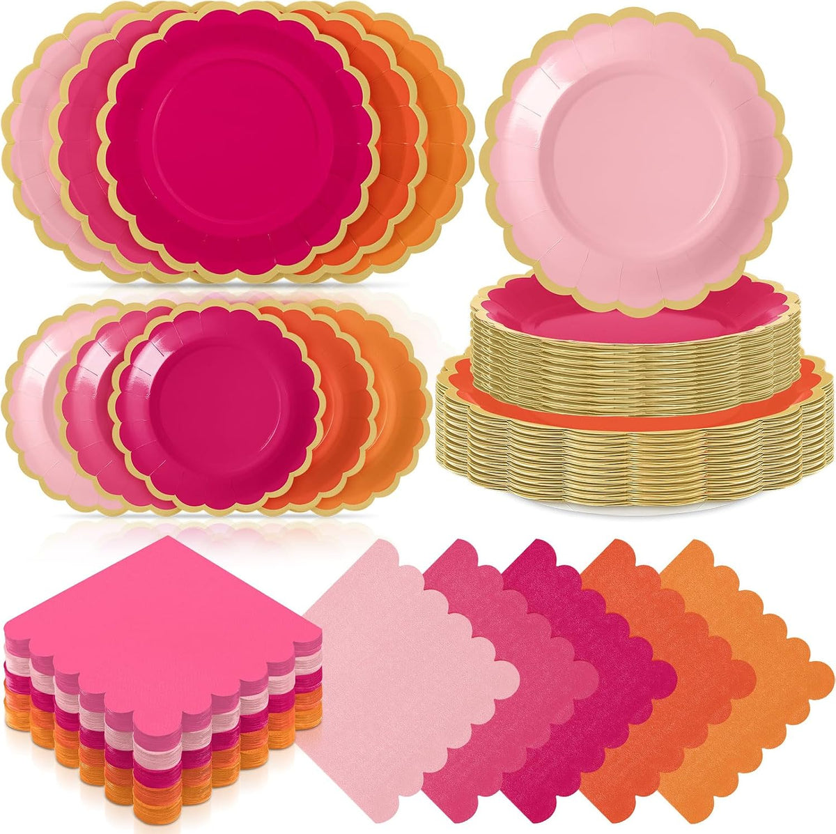 Servilletas de Papel para Boda Zhehao – 350 Piezas, Rosa y Naranja, Decoración para Fiestas y Eventos