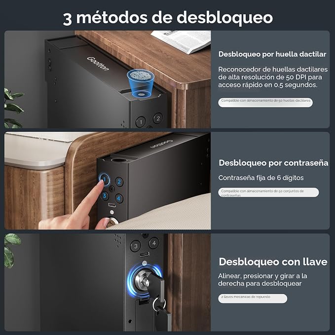Caja fuerte para pistola de vehículo con huellas dactilares, teclado, llave, pistola biométrica de coche segura para camioneta, SUV, camión, sedán grande y hatchback, acceso rápido, pistola