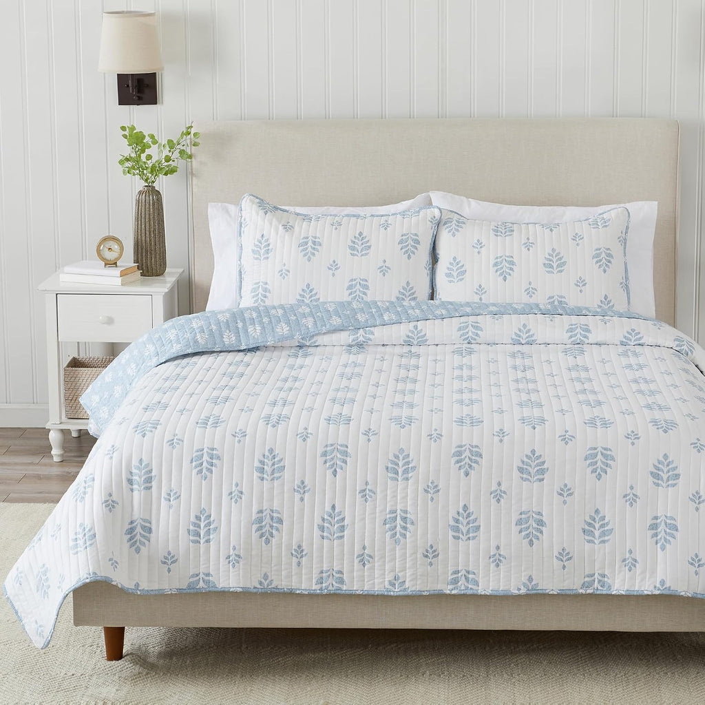 Great Bay Home - Juego de edredón floral para cama individual/individual XL con fundas, juego de ropa de cama floral francés