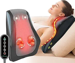 Masajeador Shiatsu Cuello y Espalda Snailax | Inalámbrico | Calor y Vibración | 4D | Recargable