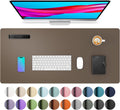 Tapete de Escritorio Aothia Cuero PU | 31.5" x 15.7", Antideslizante, Impermeable, Café para Oficina y Hogar