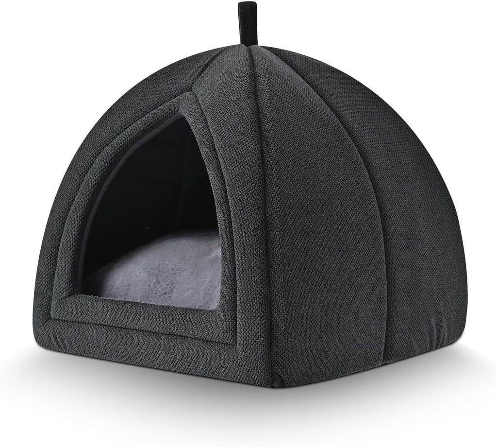 Cama cueva para gatos Amazon Basics, casa plegable 2 en 1 para gatos de interior, con cojín lavable y base antideslizante, 44,5 x 44,5 cm, grande