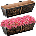 Jardineras ZeeDix para barandillas, jardineras de 24 pulgadas para ventanas con revestimiento de fibra de coco y soportes ajustables para terraza, porche, valla, patio, balcón, jardinería y plantas de exterior (paquete de 2).