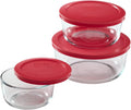⚠️SON 6 PIEZAS: 2 Pequeñas + 2 Medianas + 2 Grandes | Pyrex Simply Store Juego de Almacenamiento de Vidrio Redondo | Fabricado en EE.UU.