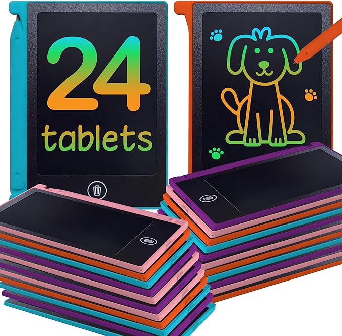 Mini tableta de escritura LCD para fiesta para niños, paquete de 24 – Mini tablero de dibujo de 4.5 pulgadas. Divertido y educativo para niños que dibujan y hacen garabatos