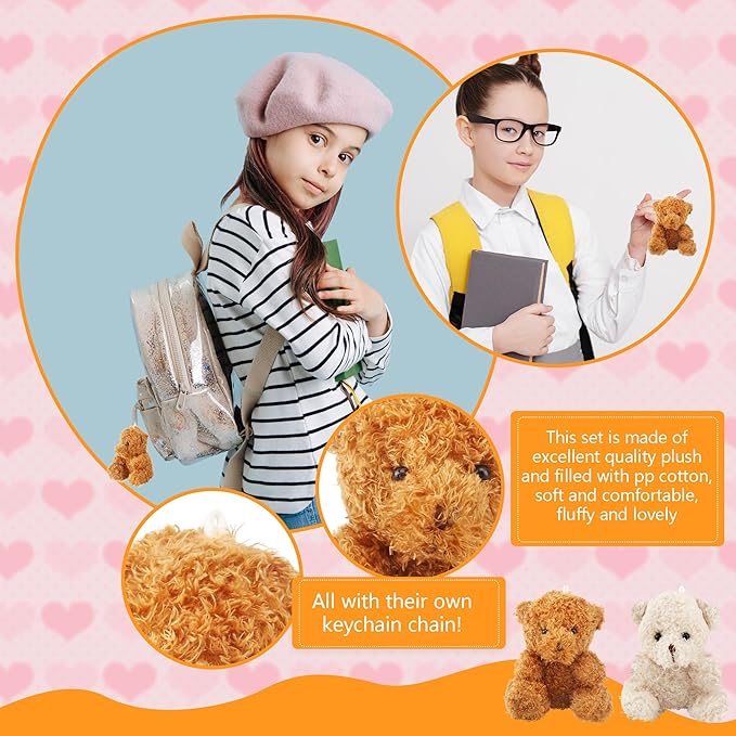 ⚠️ SOLO SON CAFÉ SI SON 16 – Ositos de Peluche Mini Haconba 10cm – Pack de 16 Animales Rellenos para Regalos de Cumpleaños, San Valentín y Graduación