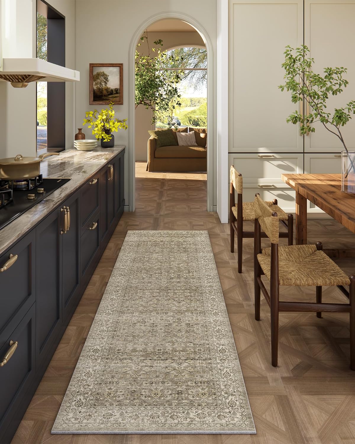 Alfombras de pasillo lavables a máquina para cocina: Alfombra de pasillo de 60 x 180 cm, resistente a las manchas, antideslizante, de pelo corto y suave, ideal para pasillos, entrada, cocina, lavadero, dormitorio, baño o cualquier espacio interior.