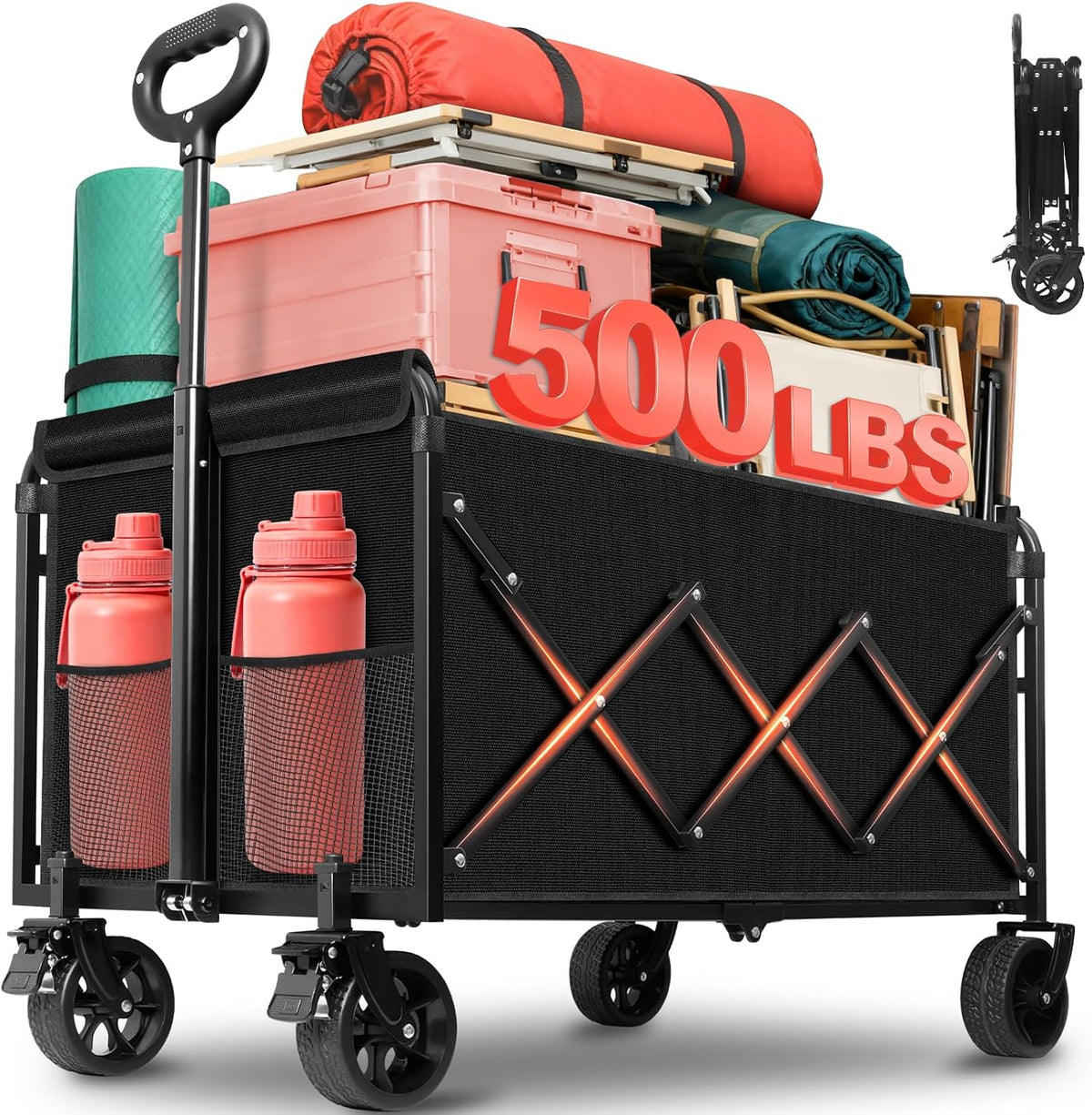 Carrito de Compras Plegable - Extra Grande con Capacidad de 500 lbs