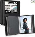 Álbum de fotos Dunwell 4x6 (2 paquetes, negro), papel de montaje, pequeño portafolio de arte de 4 x 6, carpeta de presentación con 24 fundas transparentes que muestran 48 páginas, libro de imágenes