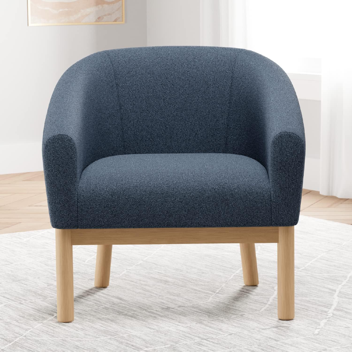 Silla Mid-Century Curva – Colección 2023 – Lujo y Comodidad con Patas de Madera Maciza y Tela Transpirable