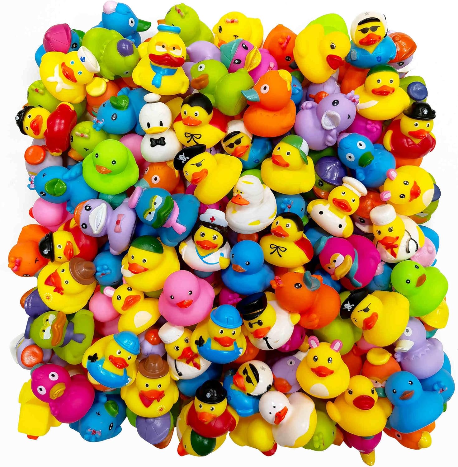Arttyma Rubber Ducks in Bulk,Assortment Duckies for Jeep Ducking Floater Duck Bath Toys Party Favors (100-Pack)