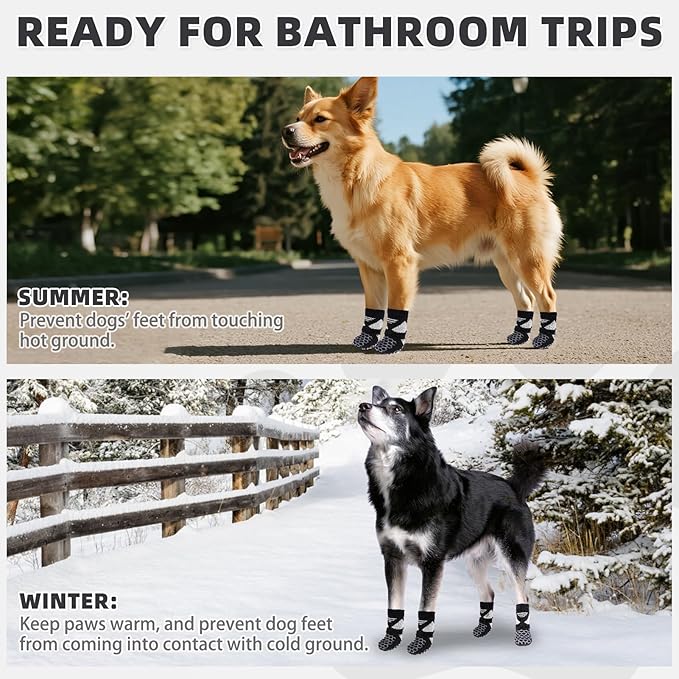 Calcetines para perros para pavimento caliente, botines de invierno transpirables y cálidos para evitar lamer las patas para perros pequeños, medianos y grandes, botas antideslizantes para mascotas y protectores de patas para suelos de madera dura