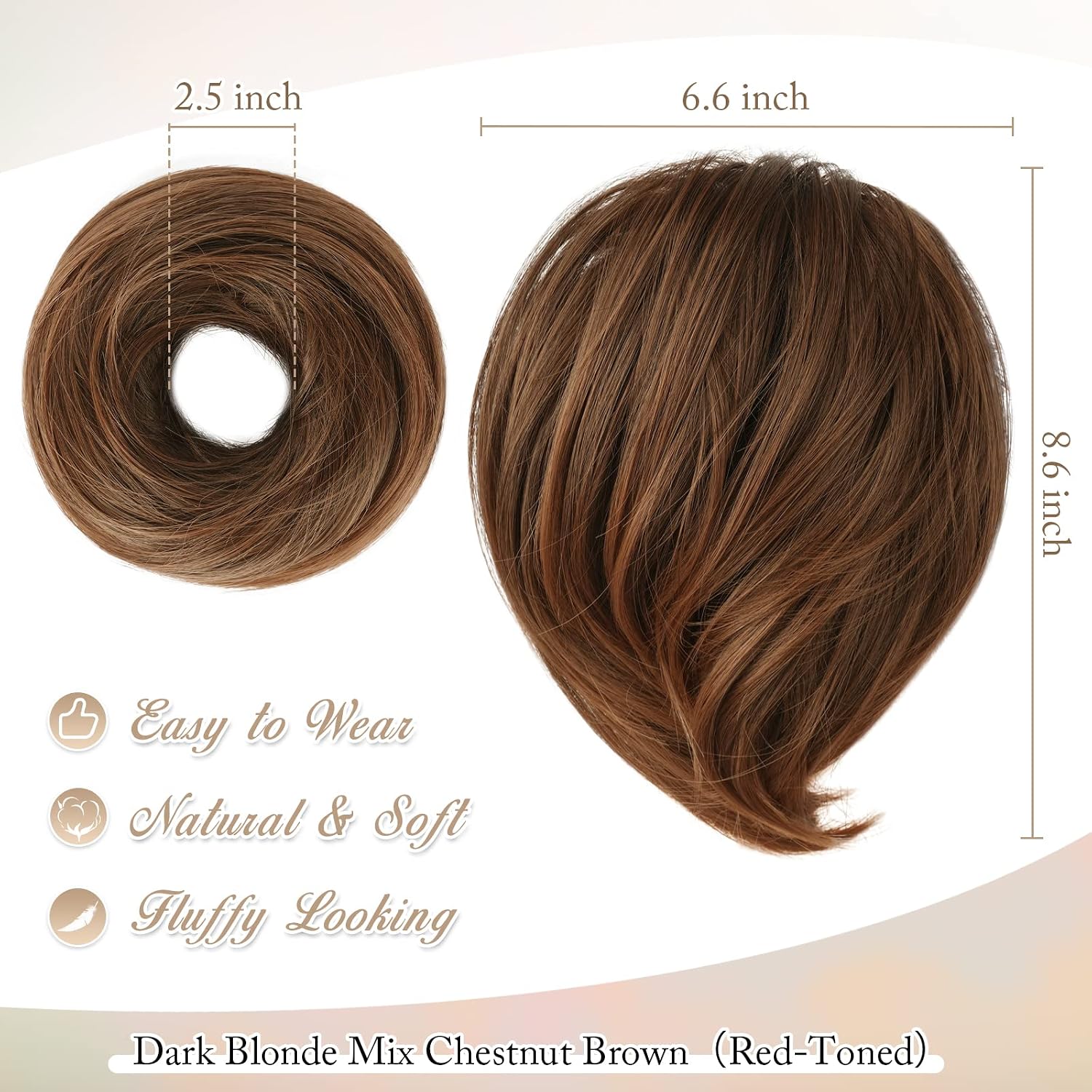BARSDAR Extensiones de Moño de Cabello Liso - Extensiones de Moño de Coleta de Cabello Liso Corto Totalmente Sintético para Mujeres - Coleteros de Moño de Cabello Desordenado Elástico Diarios