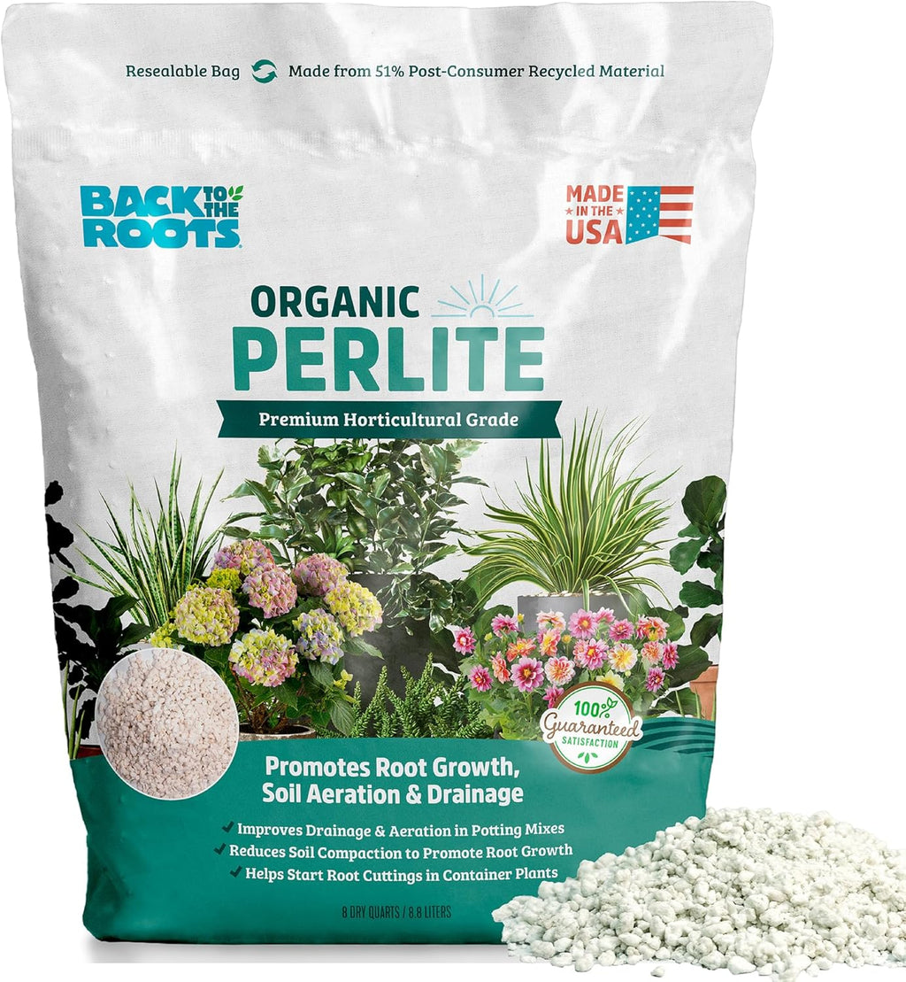 Perlita 100% orgánica Back to the Roots | Fabricada en EE. UU. | Nutrición de primera calidad para plantas de interior y exterior