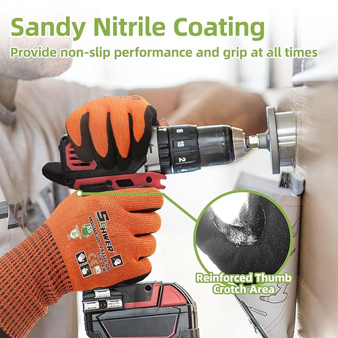 Schwer ProGuard PR3326 - Guantes de trabajo resistentes a cortes de más alto nivel para protección extrema, guantes de corte ANSI A9 con pulgar reforzado, antideslizantes, transpirables, duraderos