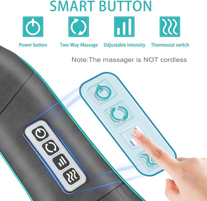 Masajeador de Cuello y Espalda AERLANG Shiatsu — Almohada con Calor, Amasado Profundo para Hogar, Oficina y Auto