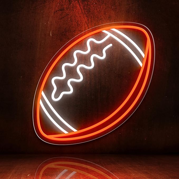 Letrero de Neón LED Fútbol – Luz Azul, Blanca y Naranja | Decoración Gamer y Deportiva