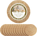 Juego de 12 manteles individuales de 33 cm (13 pulgadas), manteles individuales redondos de ratán estilo bohemio para la decoración de la mesa del comedor, bajoplatos rústicos tejidos para platos llanos, patio exterior, boda campestre, mantel individual