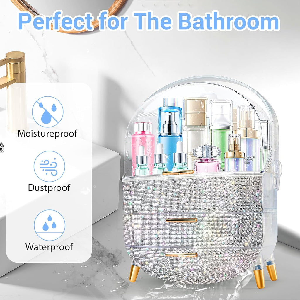 Ptesly Organizador de maquillaje de regalo para niñas, cuidado de la piel y almacenamiento de joyas, estuche de exhibición de cosméticos, soporte de maquillaje, organizador de baño