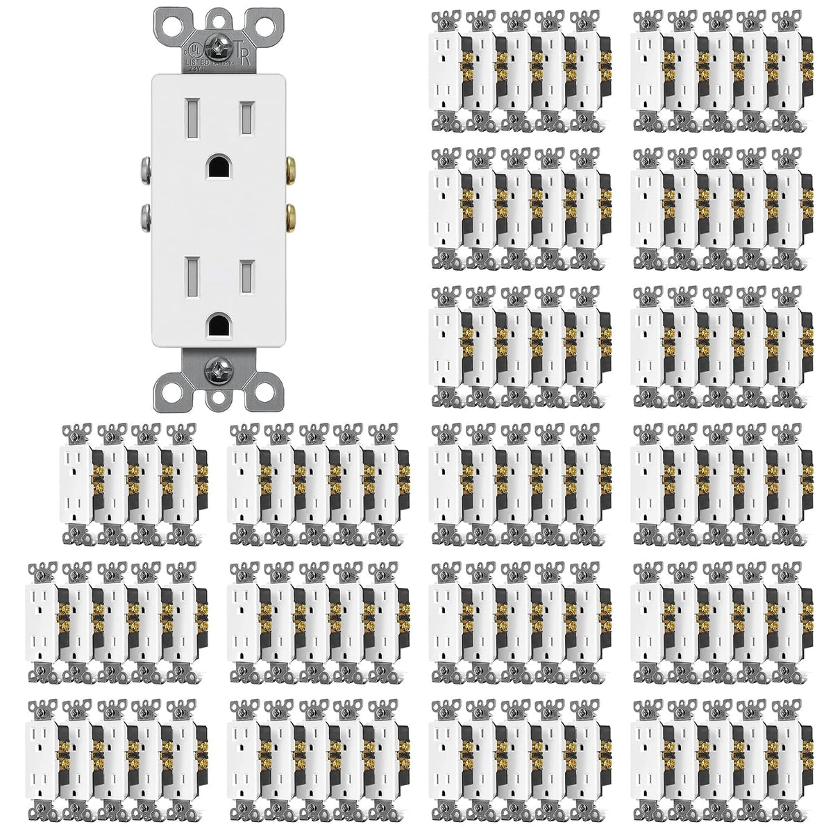 Tomacorriente Decorativo CML 15A a Prueba de Niños TR 125V – Certificado UL, Blanco, Paquete de 100