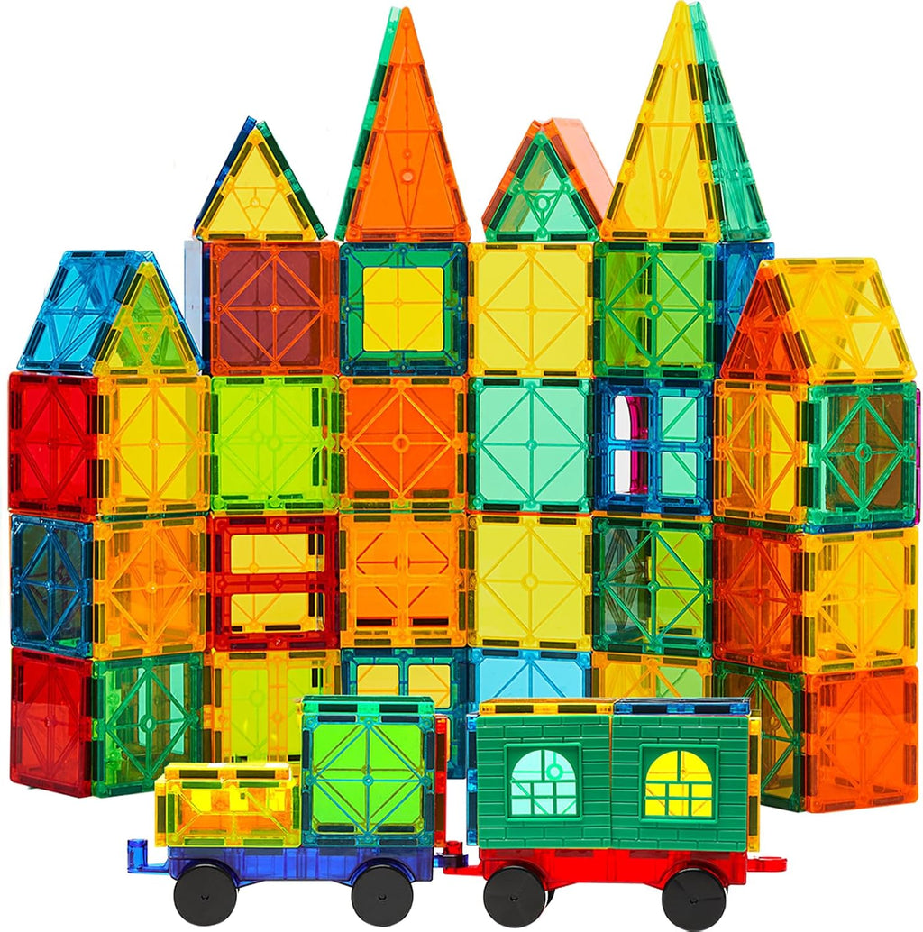 CuteTiger Magnetic Tiles, 100 piezas de juguetes magnéticos de construcción, set de construcción magnético para niños, bloques apilables, regalo perfecto de juguetes STEM para niños y niñas.