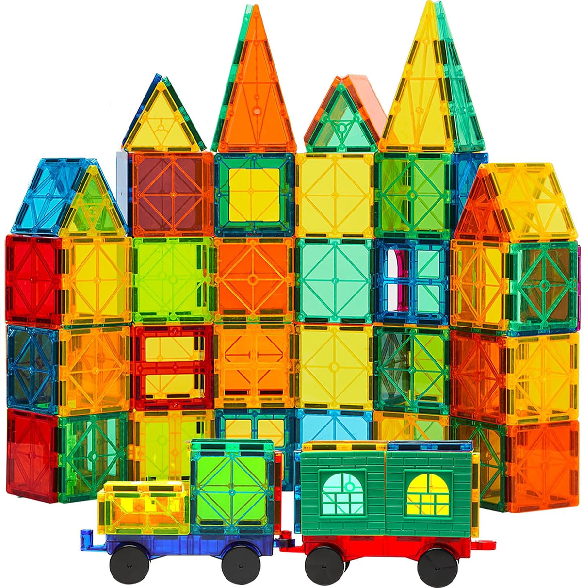 CuteTiger Magnetic Tiles, 100 piezas de juguetes magnéticos de construcción, set de construcción magnético para niños, bloques apilables, regalo perfecto de juguetes STEM para niños y niñas.