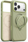 Funda TORRAS Q3 Wind Flow para iPhone 17 Pro Max | Silicona Liquida Compatible con MagSafe | Soporte Magnetico Giratorio 360 | Agarre Suave, Control de Camara | Verde Matcha