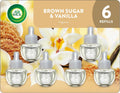 Recarga de Aceite Perfumado Air Wick Enchufable | Azúcar Morena y Vainilla, Pack 6 Piezas, Aceites Esenciales