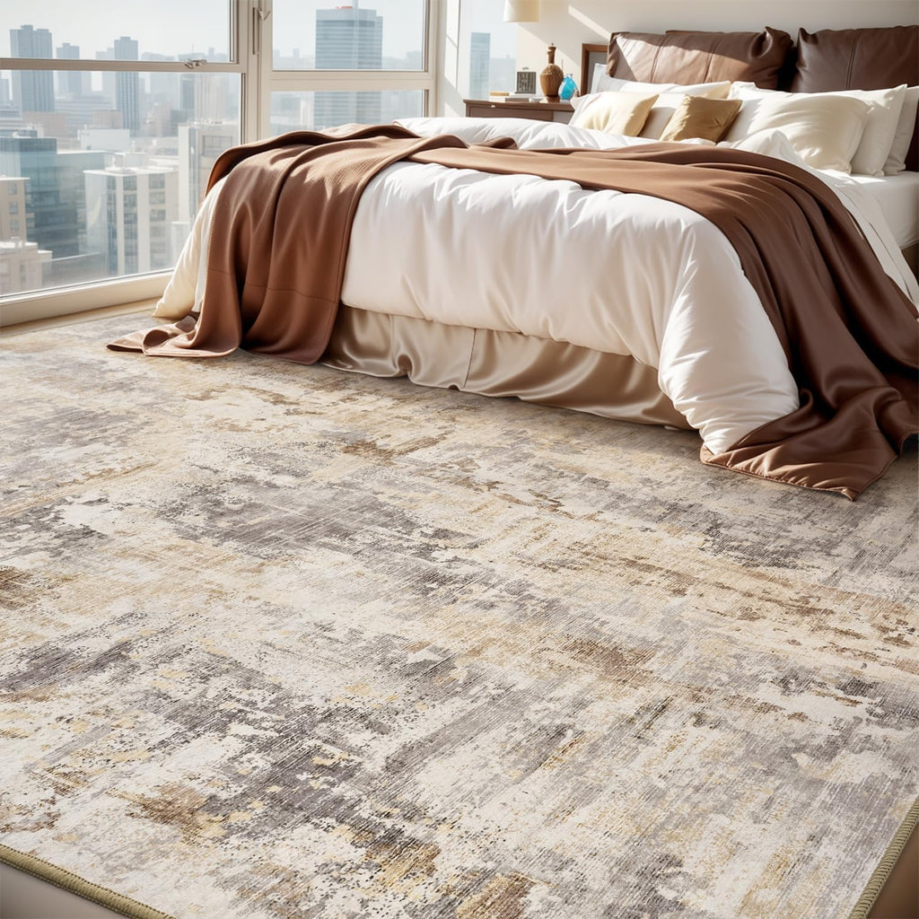 Alfombra de área para sala de estar, alfombra abstracta moderna, lavable, plegable, antideslizante, para sala de estar, dormitorio, comedor, oficina, casa rural