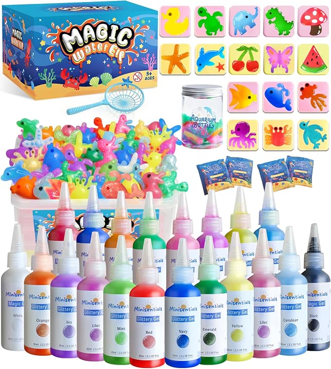 Kit de juguetes mágicos de elfo de agua, mascotas de agua de gel mágico con botella de acuario, haz tus propios juguetes esponjosos, manualidades, kit de manualidades para niños, regalos de Navidad — PRESENTA UN DAÑO EN LA TAPA DEL ACCESORIO