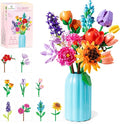 Sawaruita - Juego de bloques de construcción para mujeres adultas | 1006 Pcs Wildflowers with Vase Home Decor Gift, Mother’s Day, Valentine’s Day, Birthday Gift
