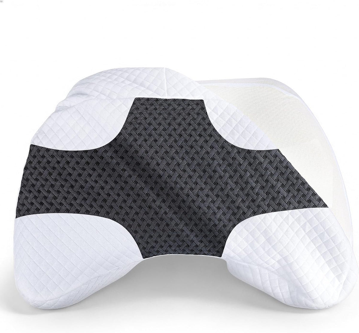 Funda de Almohada SAHEYER con 3 Orificios para Brazos – Alivio de Hombros para Dormir de Lado, Viscoelástica, Color Negro