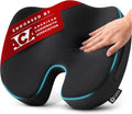Cojín de asiento 5 STARS UNITED - Cojín de silla de espuma viscoelástica para aliviar el dolor de coxis - Soporte ergonómico para coxis, ciática y glúteos - Para oficina, escritorio, silla de juegos, asiento de coche, silla de ruedas, avión, color negro