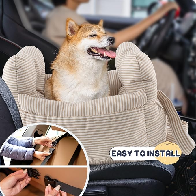 Asiento de coche para perros pequeños, asiento de coche portátil para cachorros de fácil instalación