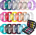 Paquete de 18 correas deportivas compatibles con Apple Watch de 40 mm, 41 mm, 38 mm, 42 mm, 44 mm, 45 mm, 46 mm y 49 mm para hombres y mujeres. Correa de silicona para iWatch con organizador para iWatch SE Series 10/9 8 7 6 5 4 3 2 Ultra.