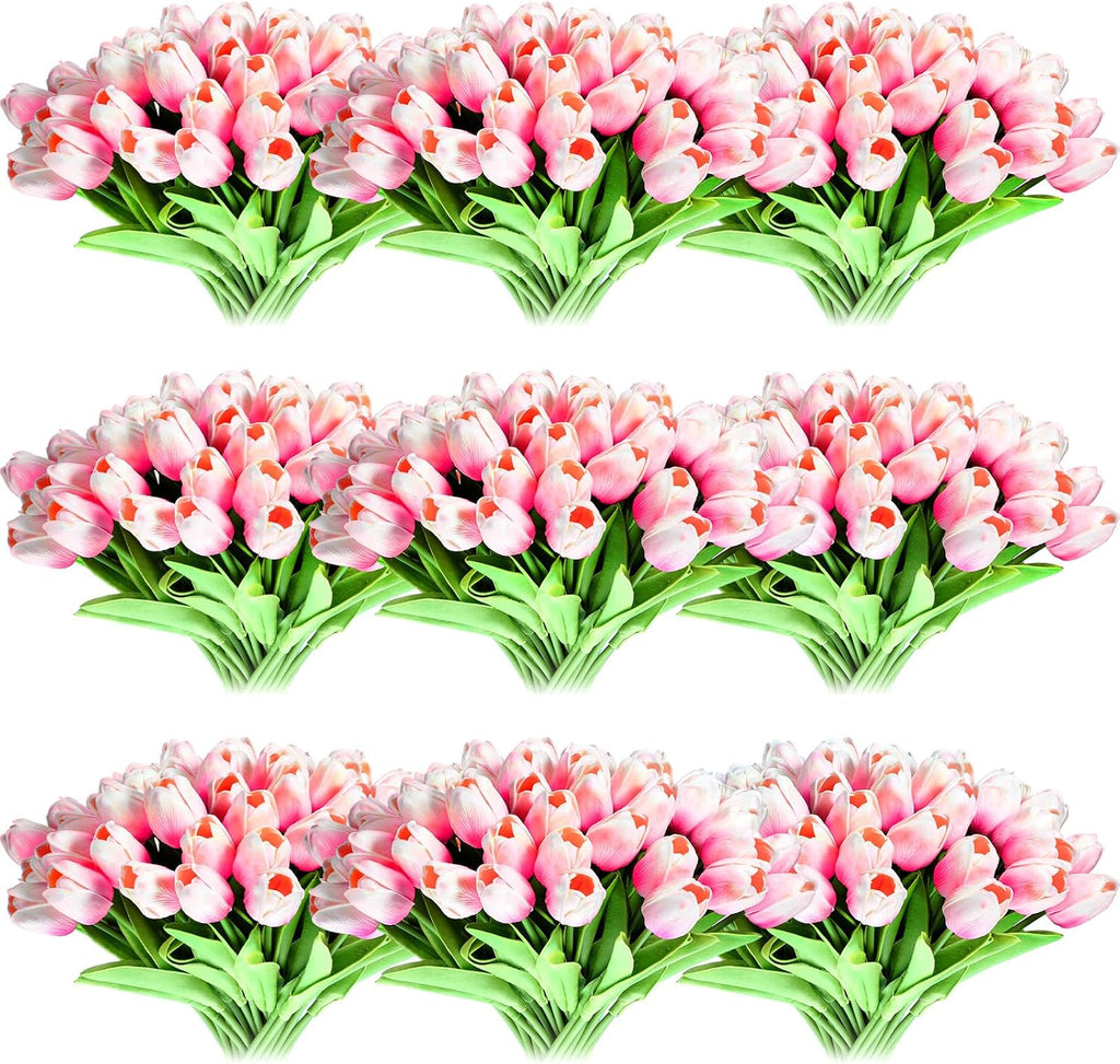 Set de 100 Tulipanes Artificiales Jexine con Tallo 13.4" – Rosa Claro para Bodas y Decoración