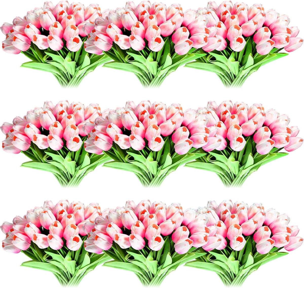 Set de 100 Tulipanes Artificiales Jexine con Tallo 13.4" – Rosa Claro para Bodas y Decoración
