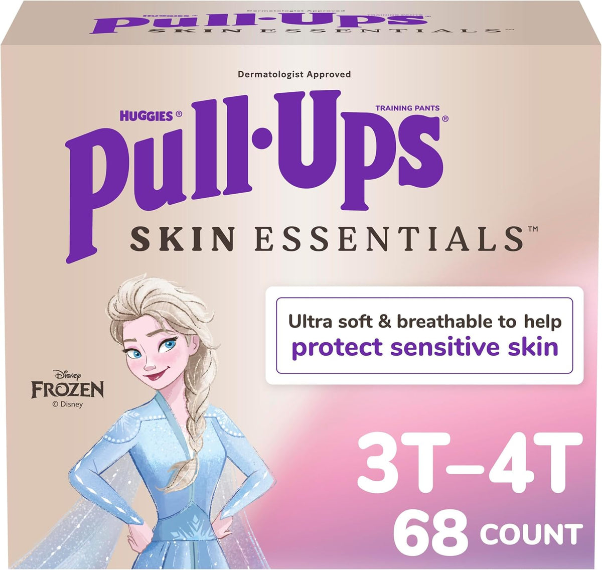 Pull-Ups Girls Skin Essentials Ropa de Entrenamiento para Ir al Baño | Calzones de Entrenamiento, Talla 3T-4T (32-40 lbs) | 68 Unidades
