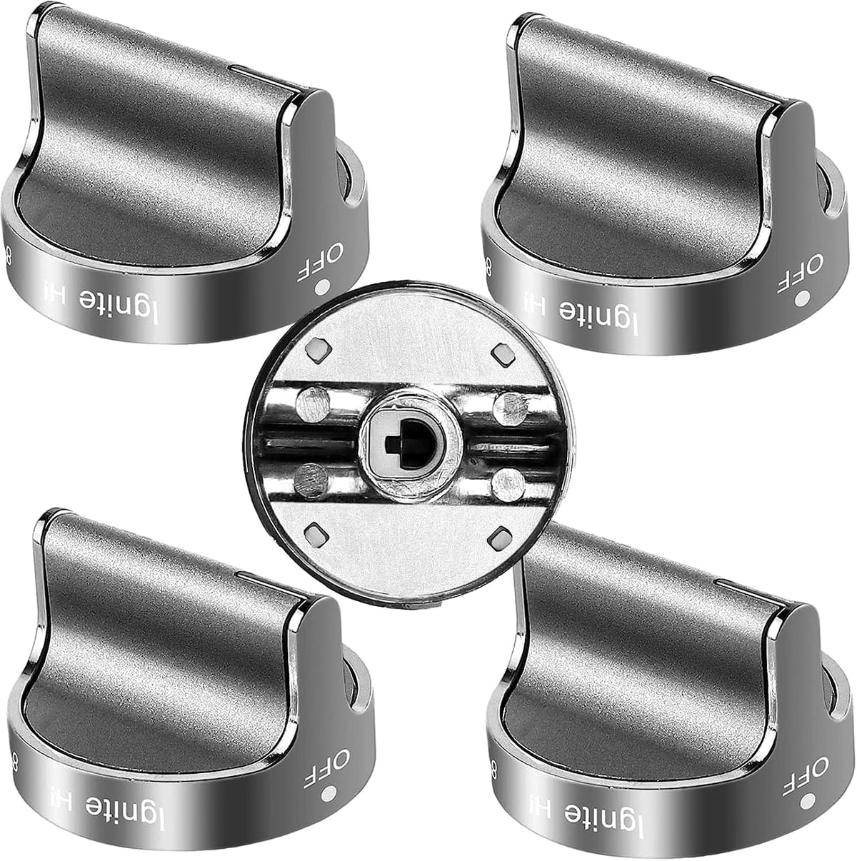Stainless Steel Perillas de Repuesto W10766544 para Estufa de Gas Whirlpool | Pack de 5 | Compatible WFG540H0ES0 WFG714HLAS0 | Reemplaza W10430807
