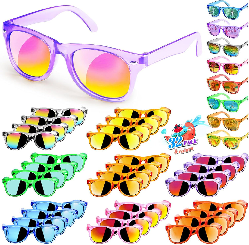 Lentes de Sol para Ninos GKTZ 32 Pares | Recuerdos de Fiesta con Proteccion UV400 | Colores Neon para Cumpleanos, San Valentin y Salon de Clases