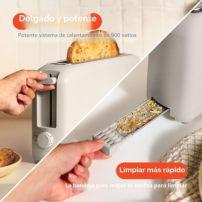Tostadora BELLA Delgada 2 Rebanadas | Ranura Extra Ancha 10" | 6 Niveles de Tostado